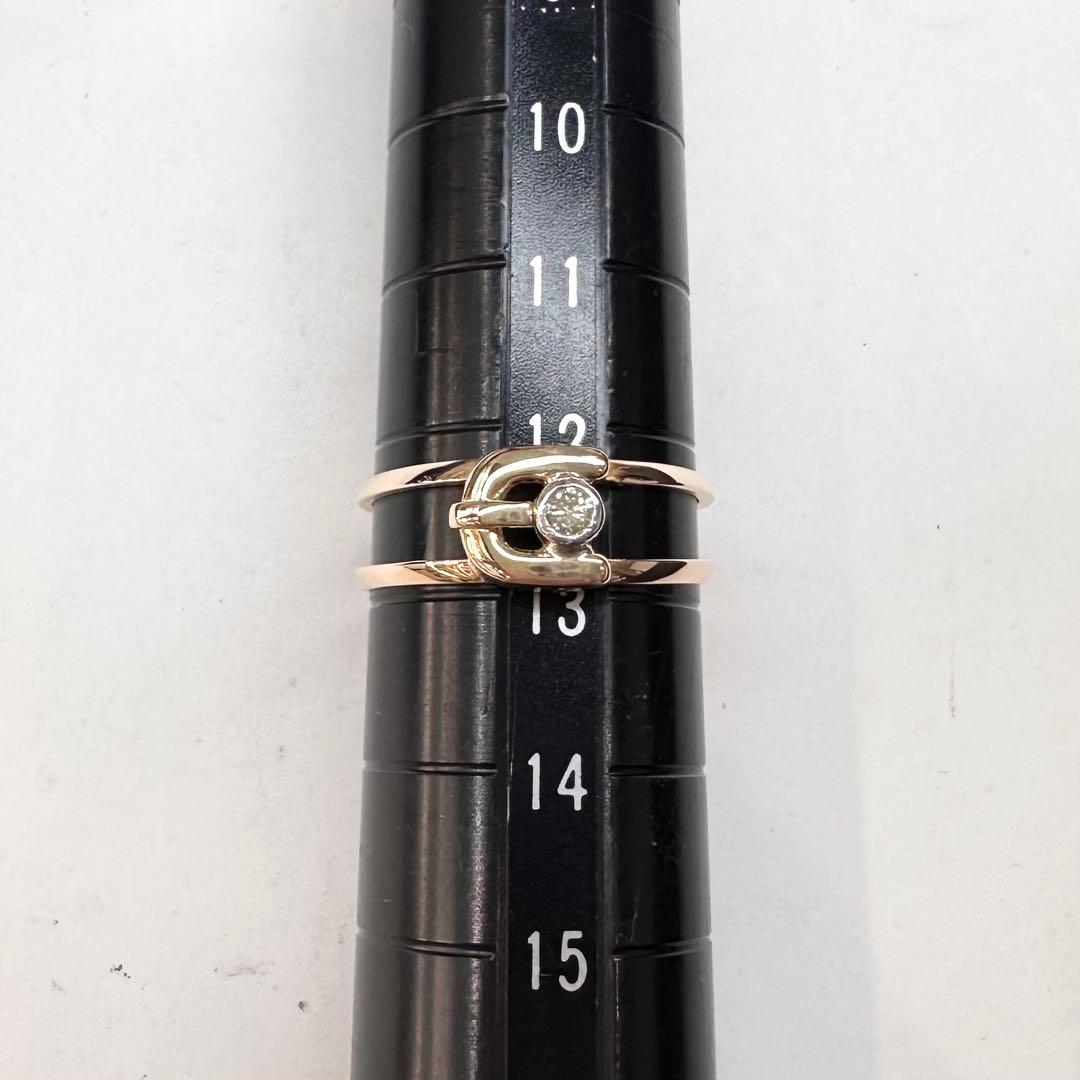 【美品】PT900/K18 ダイヤモンド 0.05ct リング ベルトタイプ