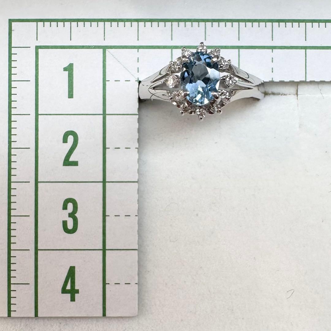 PT900 アクアマリン 0.70ct ダイヤモンド 取り巻きリング