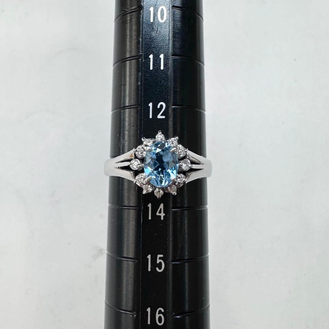PT900 アクアマリン 0.70ct ダイヤモンド 取り巻きリング