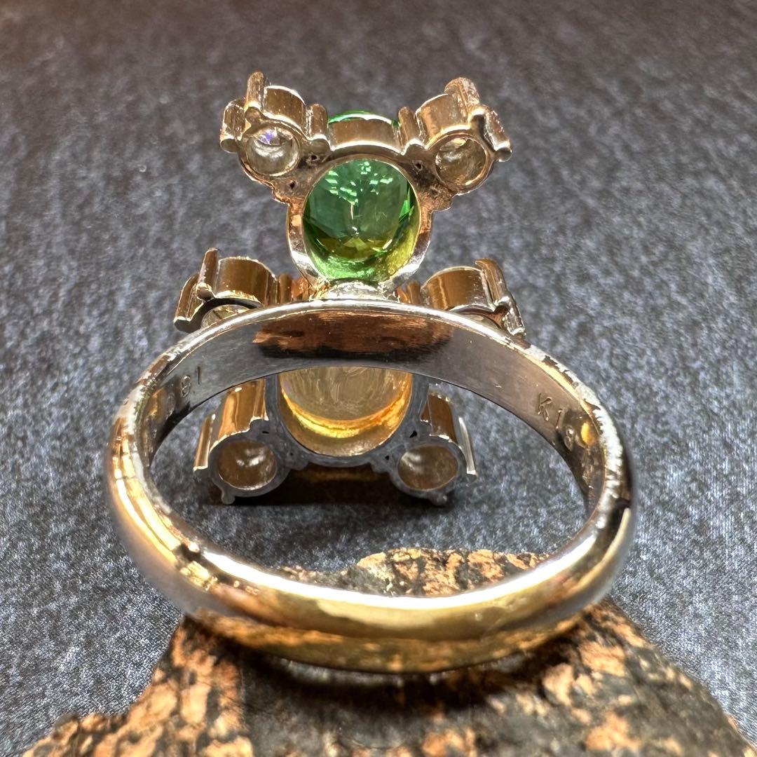 【K18】オパール 1.09ct／ツァボライト 1.3ct リング