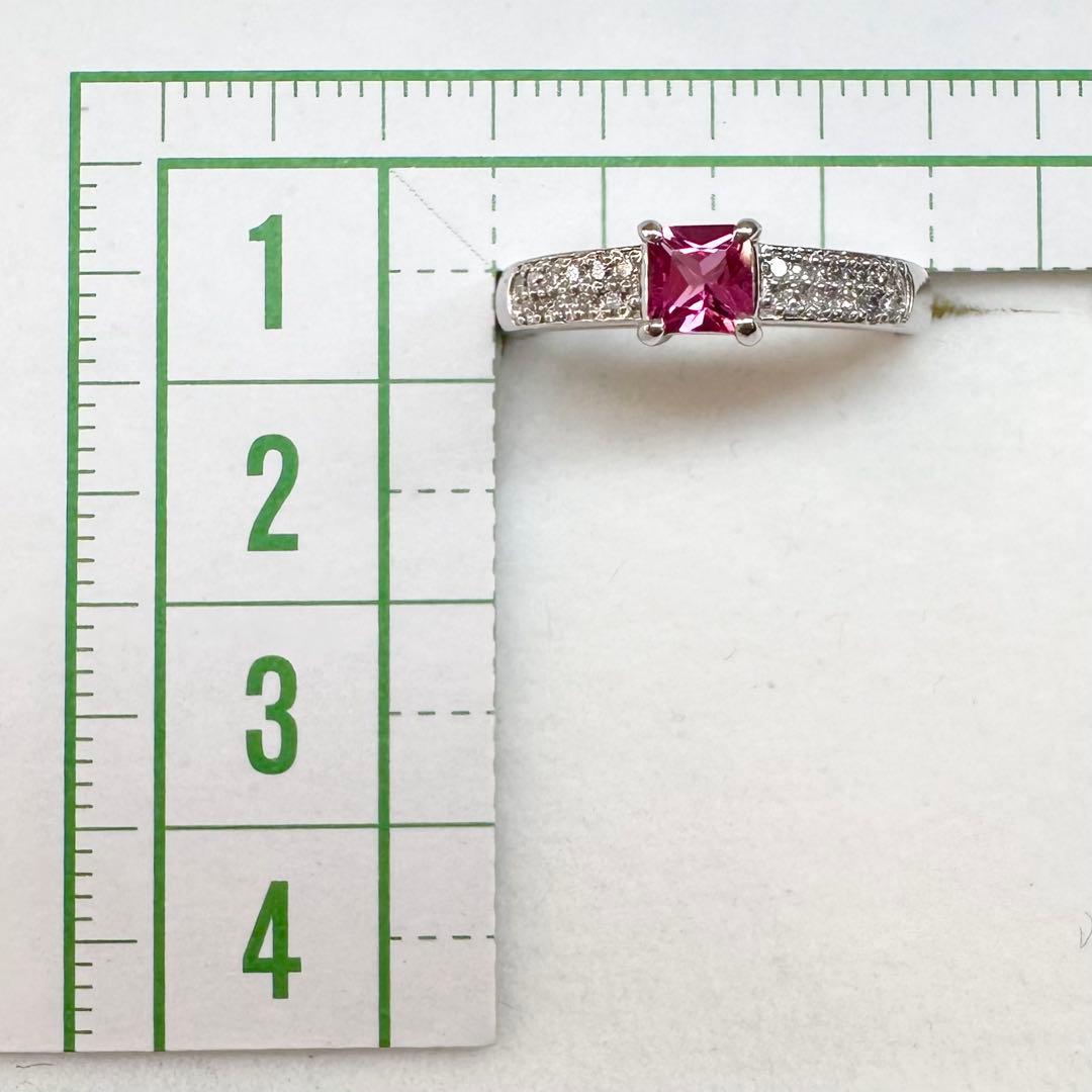PT900 スピネル0.37ct ダイヤリング 指輪 レディース ジュエリー