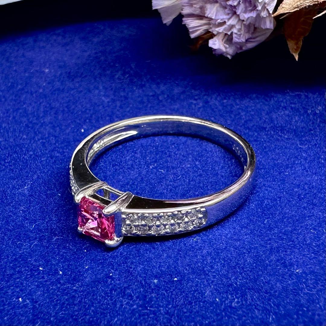 PT900 スピネル0.37ct ダイヤリング 指輪 レディース ジュエリー