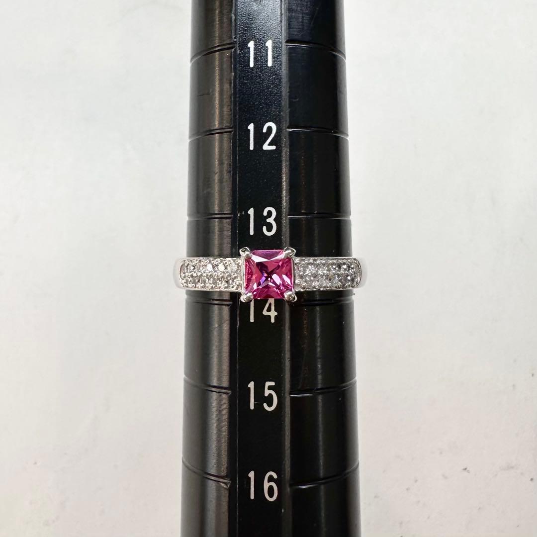 PT900 スピネル0.37ct ダイヤリング 指輪 レディース ジュエリー