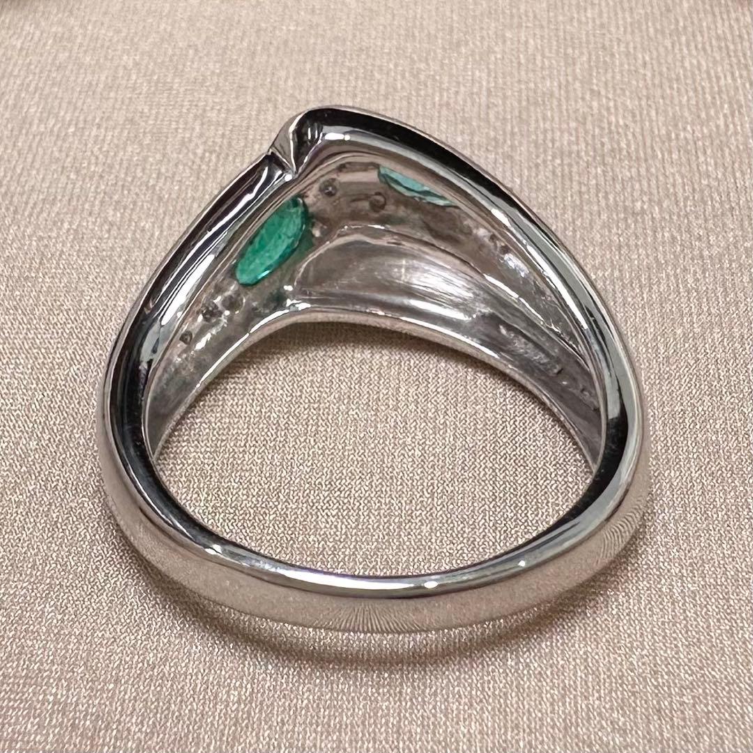 PT900 パライバトルマリン 0.11ct エメラルド 0.22ct リング