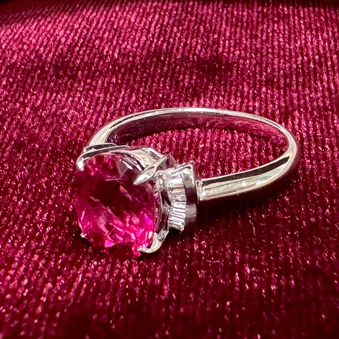 PT900 ルベライト ダイヤ リング 大粒 2.8ct