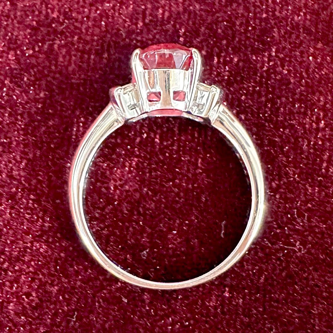PT900 ルベライト ダイヤ リング 大粒 2.8ct