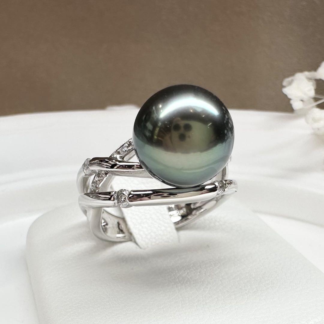 【美品】PT900 黒蝶パール 11mm リング 真珠