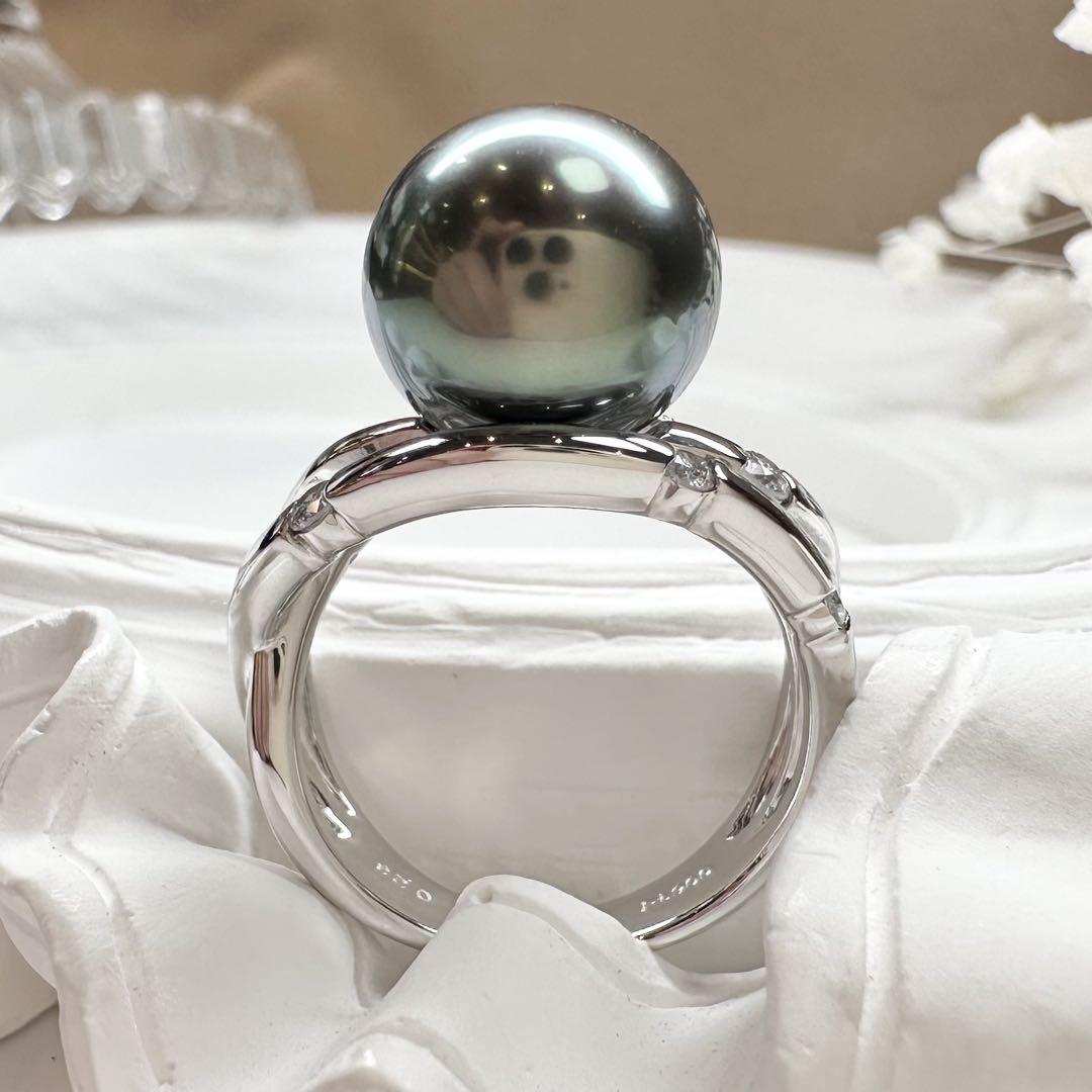 【美品】PT900 黒蝶パール 11mm リング 真珠