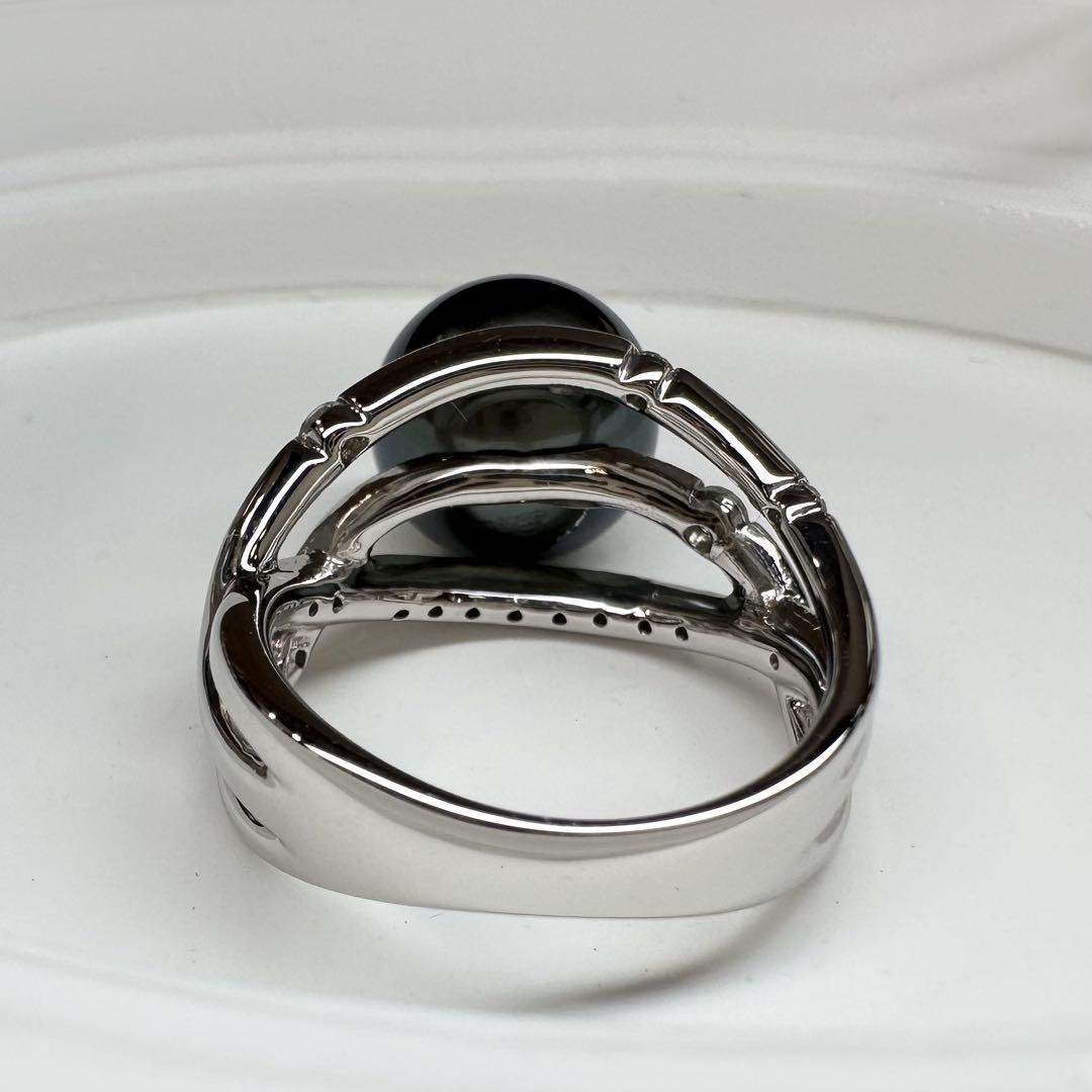 【美品】PT900 黒蝶パール 11mm リング 真珠
