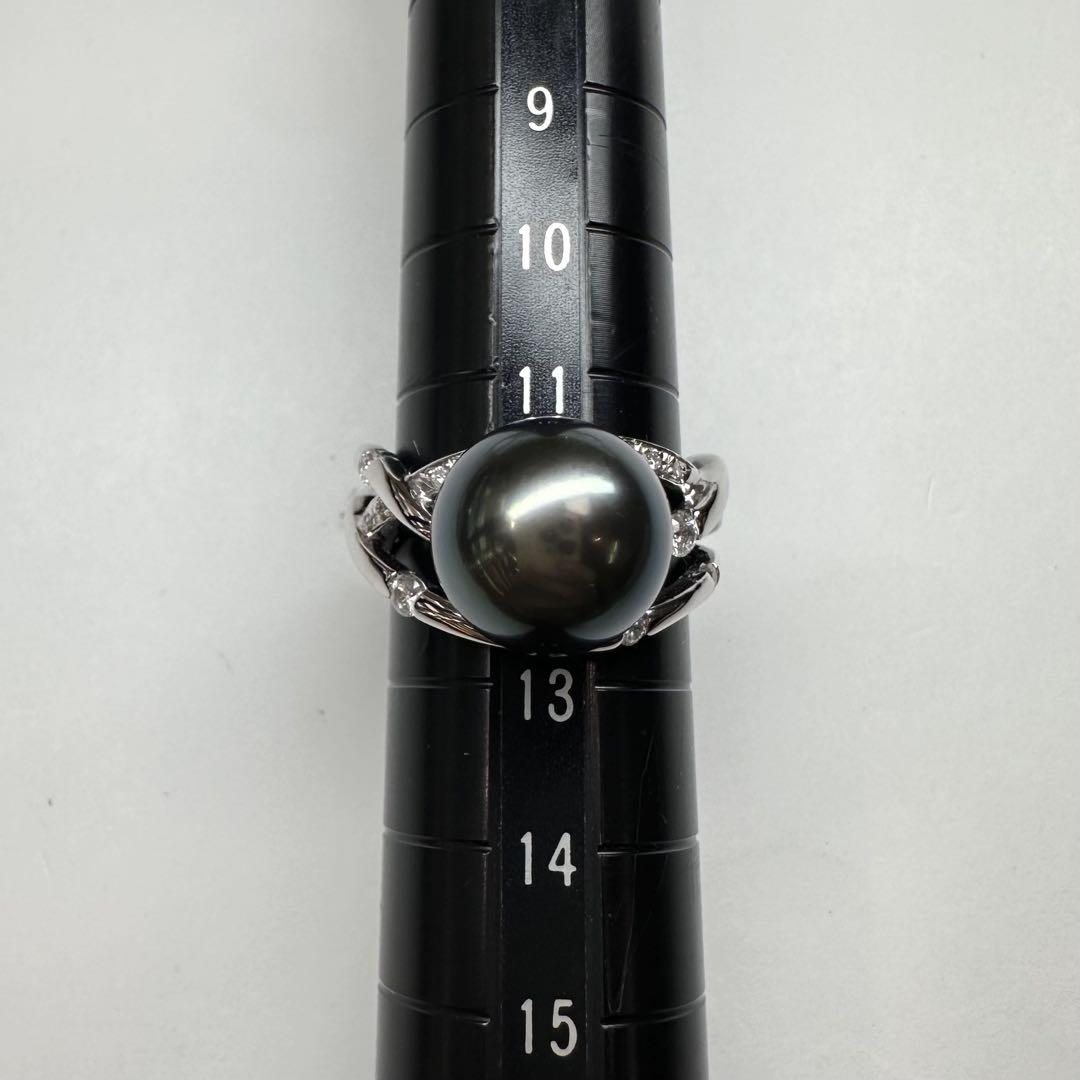 【美品】PT900 黒蝶パール 11mm リング 真珠