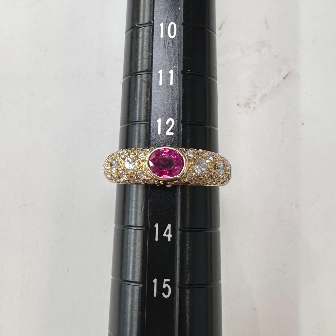 K18 ルビー ダイヤモンド ベゼル リング 0.65ct