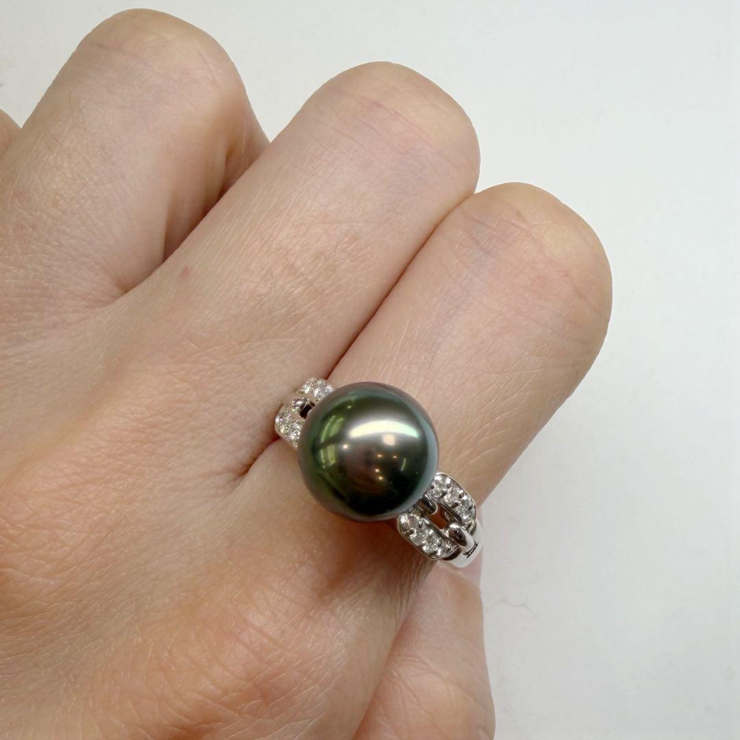 【美品】PT900 黒蝶パール 10.1mm リング