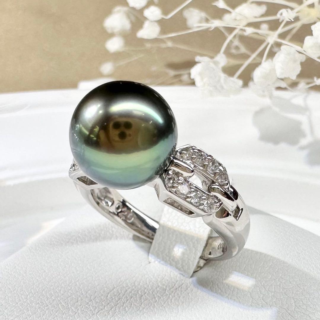 【美品】PT900 黒蝶パール 10.1mm リング