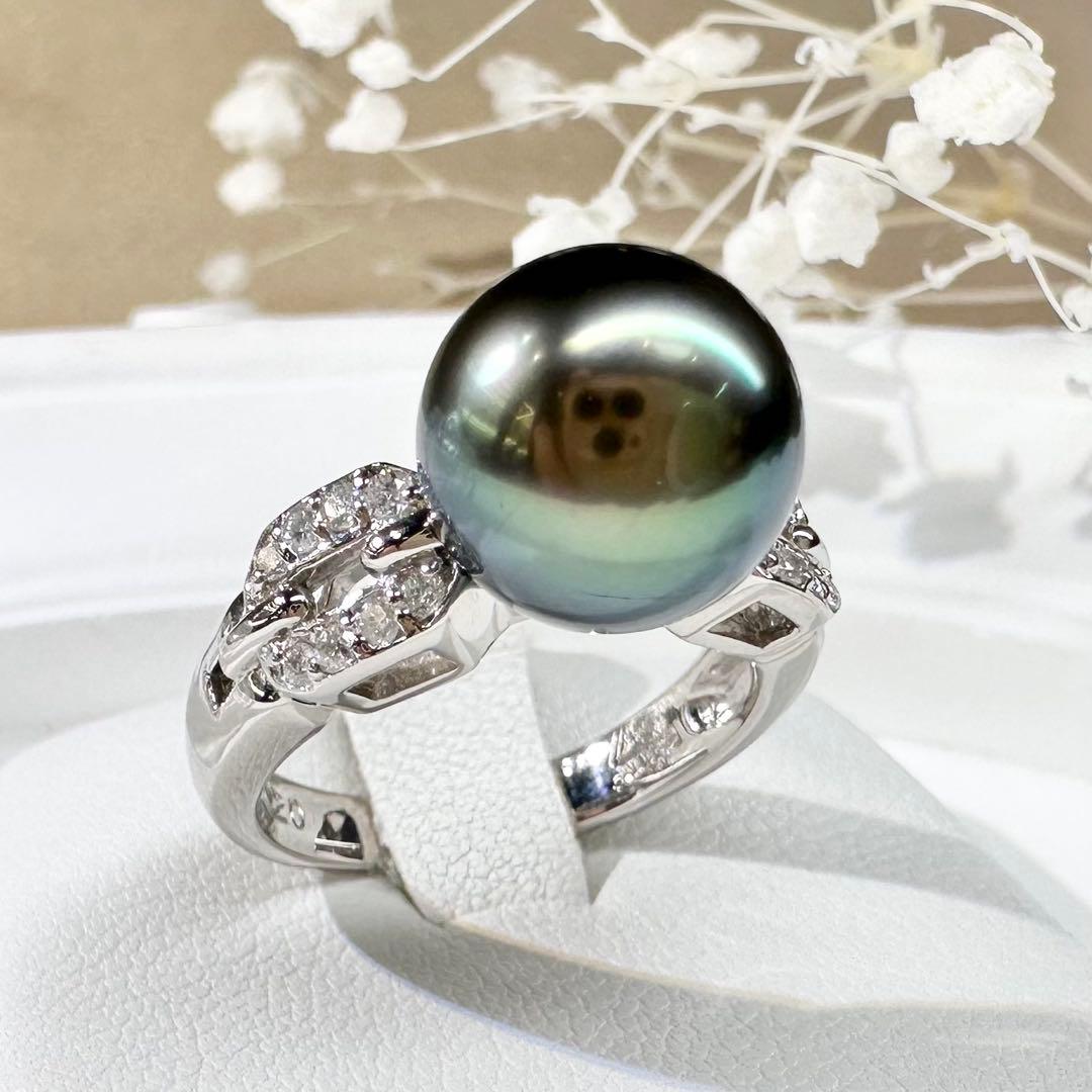 【美品】PT900 黒蝶パール 10.1mm リング