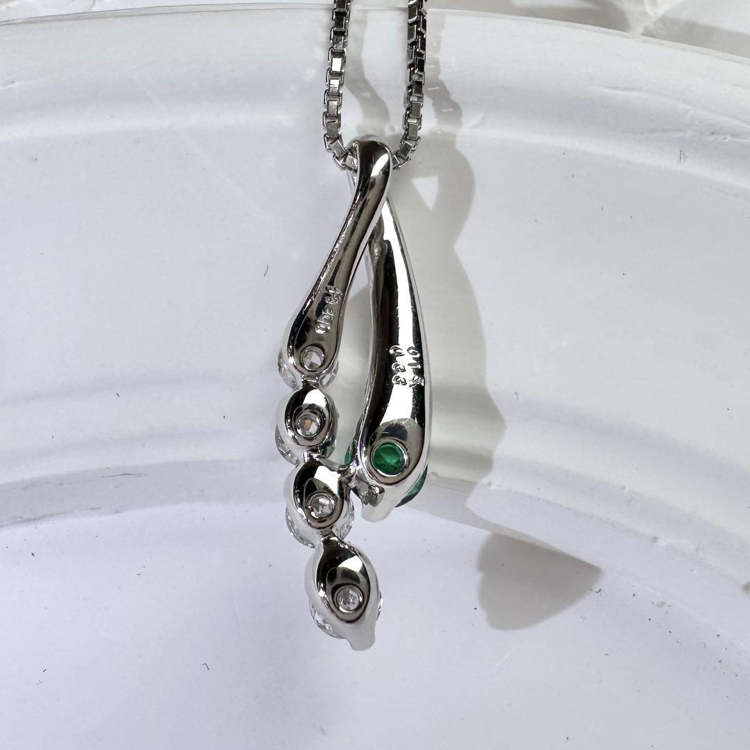 【美品】PT900 エメラルド 0.18ct ダイヤモンド ネックレス