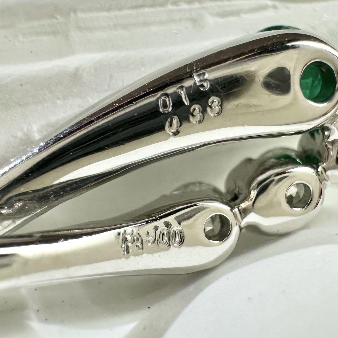 【美品】PT900 エメラルド 0.18ct ダイヤモンド ネックレス