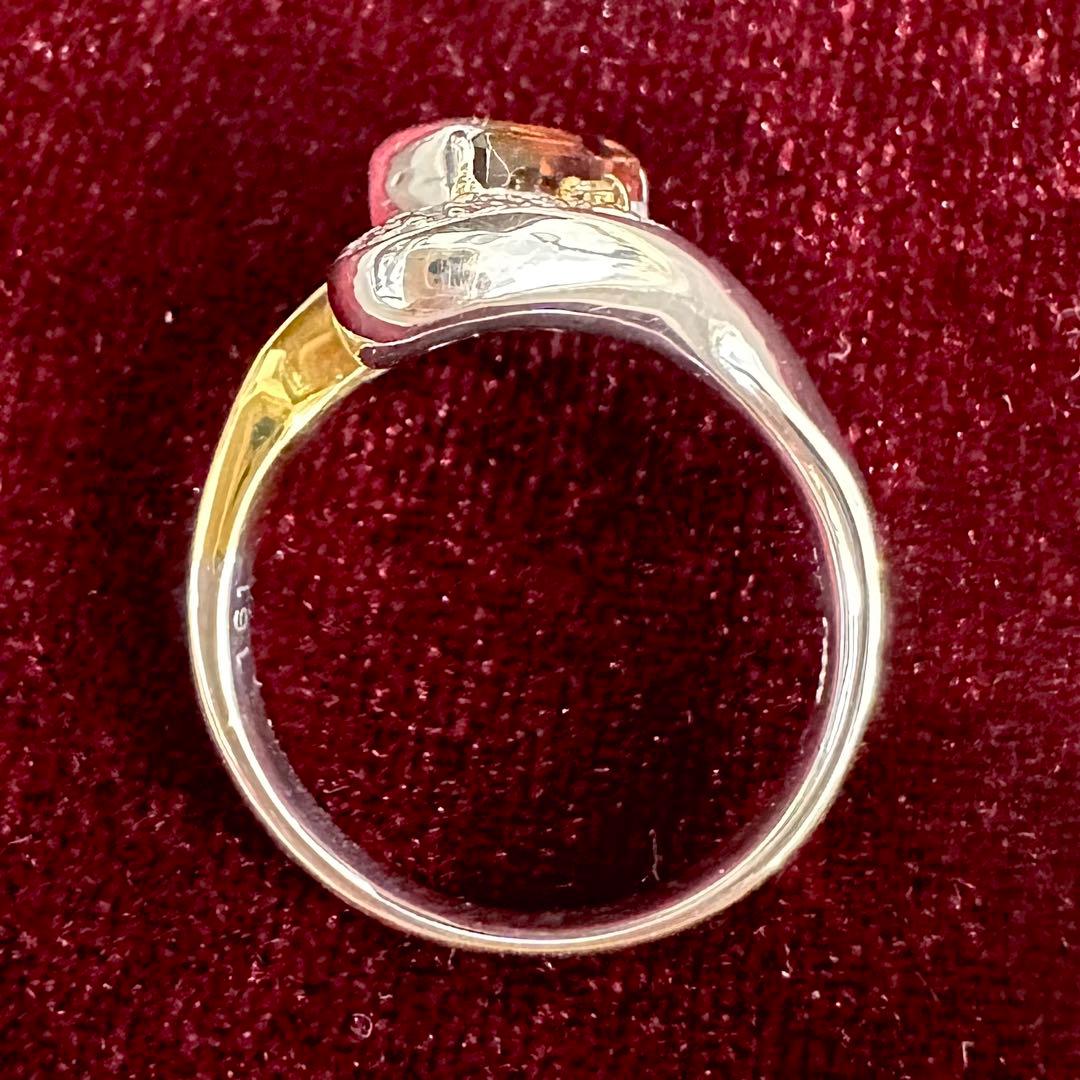 K18/PT900 バイカラートルマリン 1.61ct ダイヤ リング