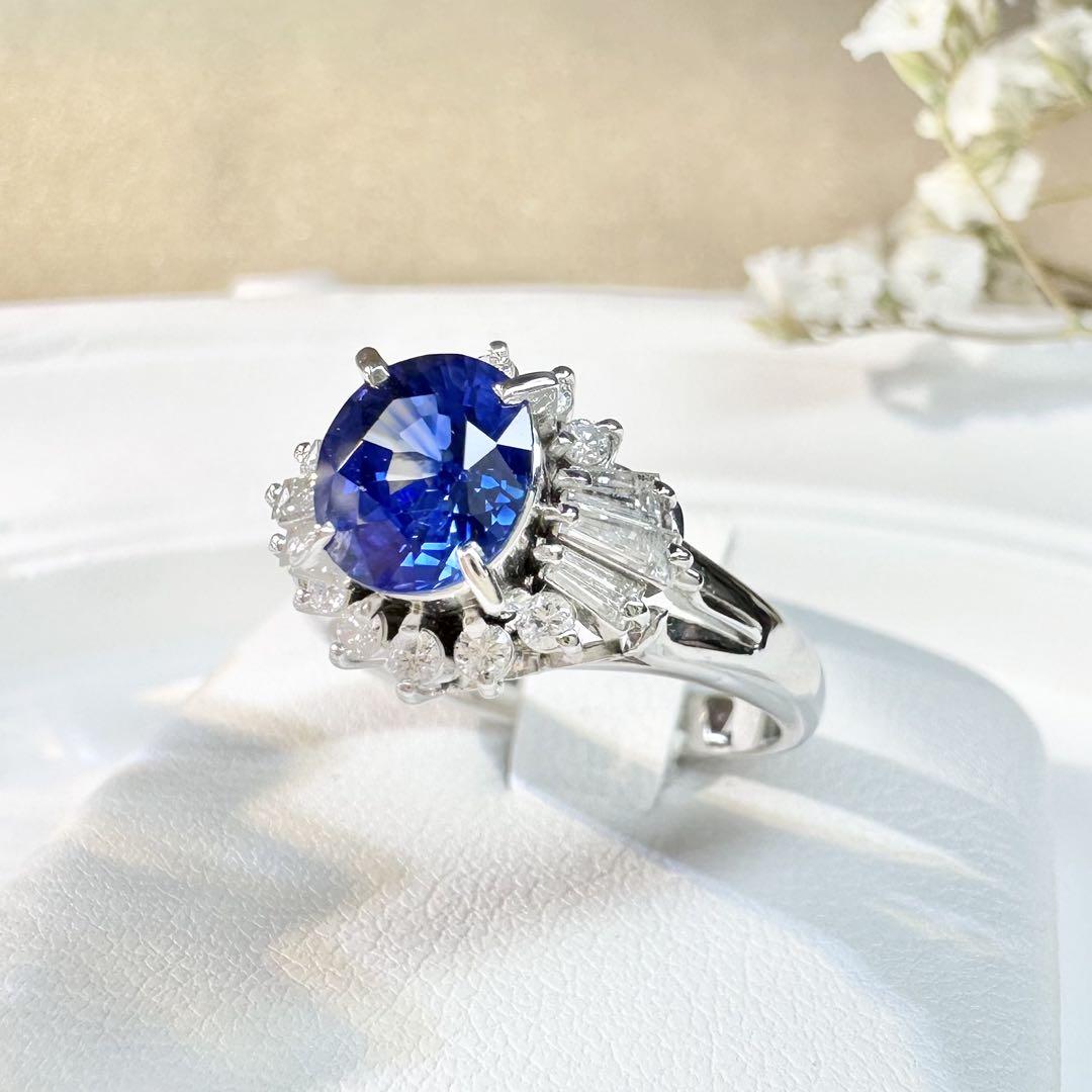 【美品】PT900 サファイア 1.47ct リング ダイヤ巻き