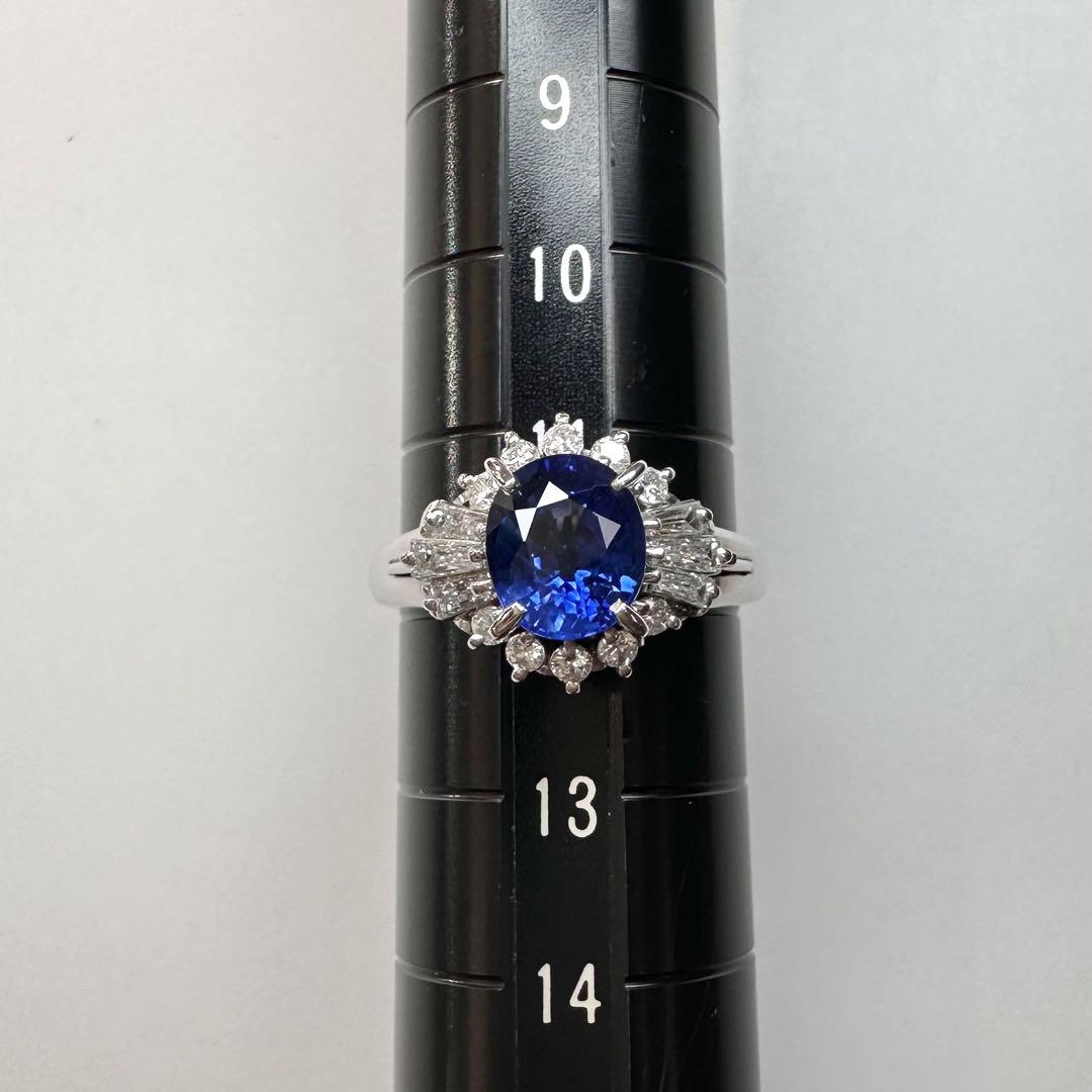 【美品】PT900 サファイア 1.47ct リング ダイヤ巻き