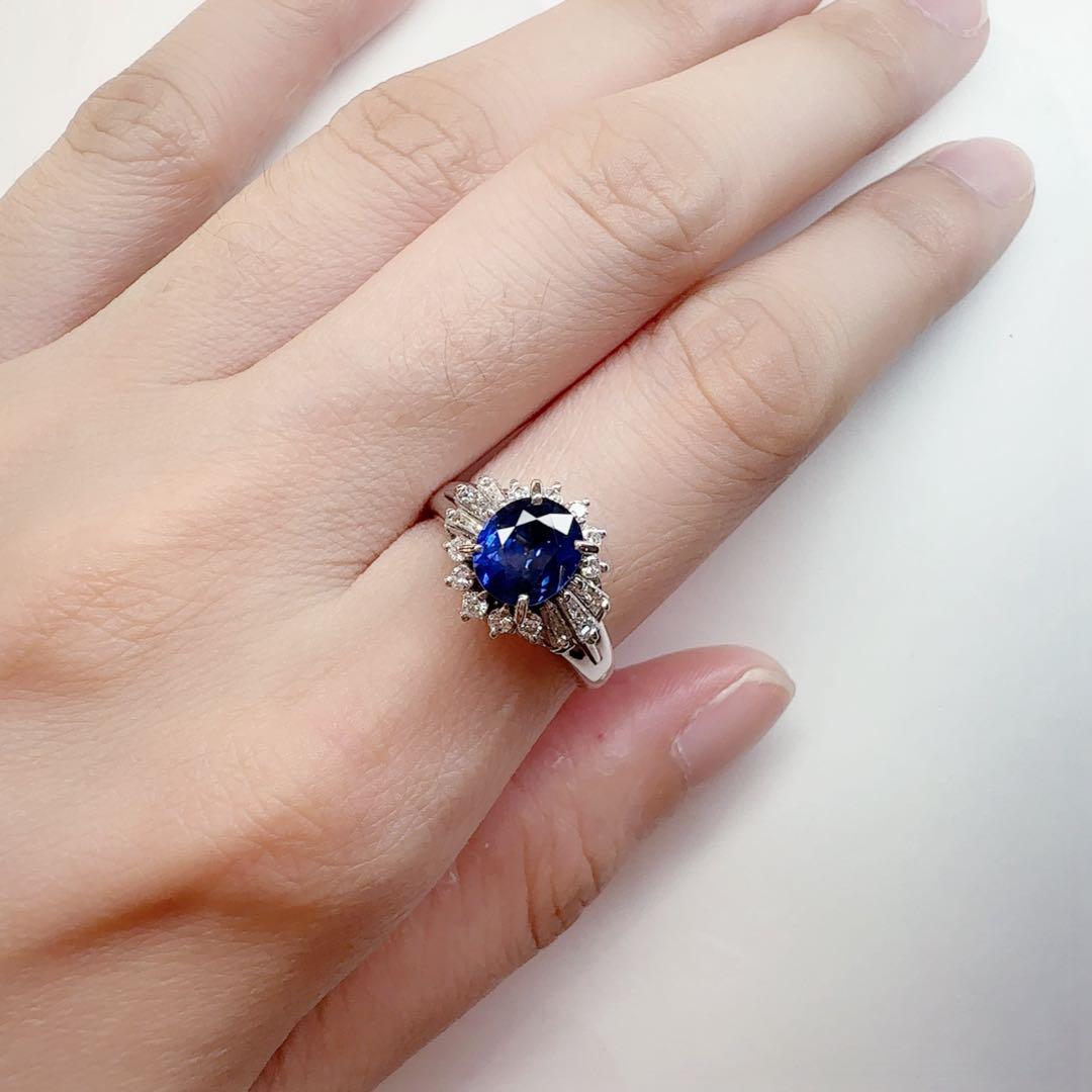 【美品】PT900 サファイア 1.47ct リング ダイヤ巻き