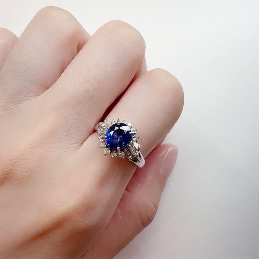 【美品】PT900 サファイア 1.47ct リング ダイヤ巻き