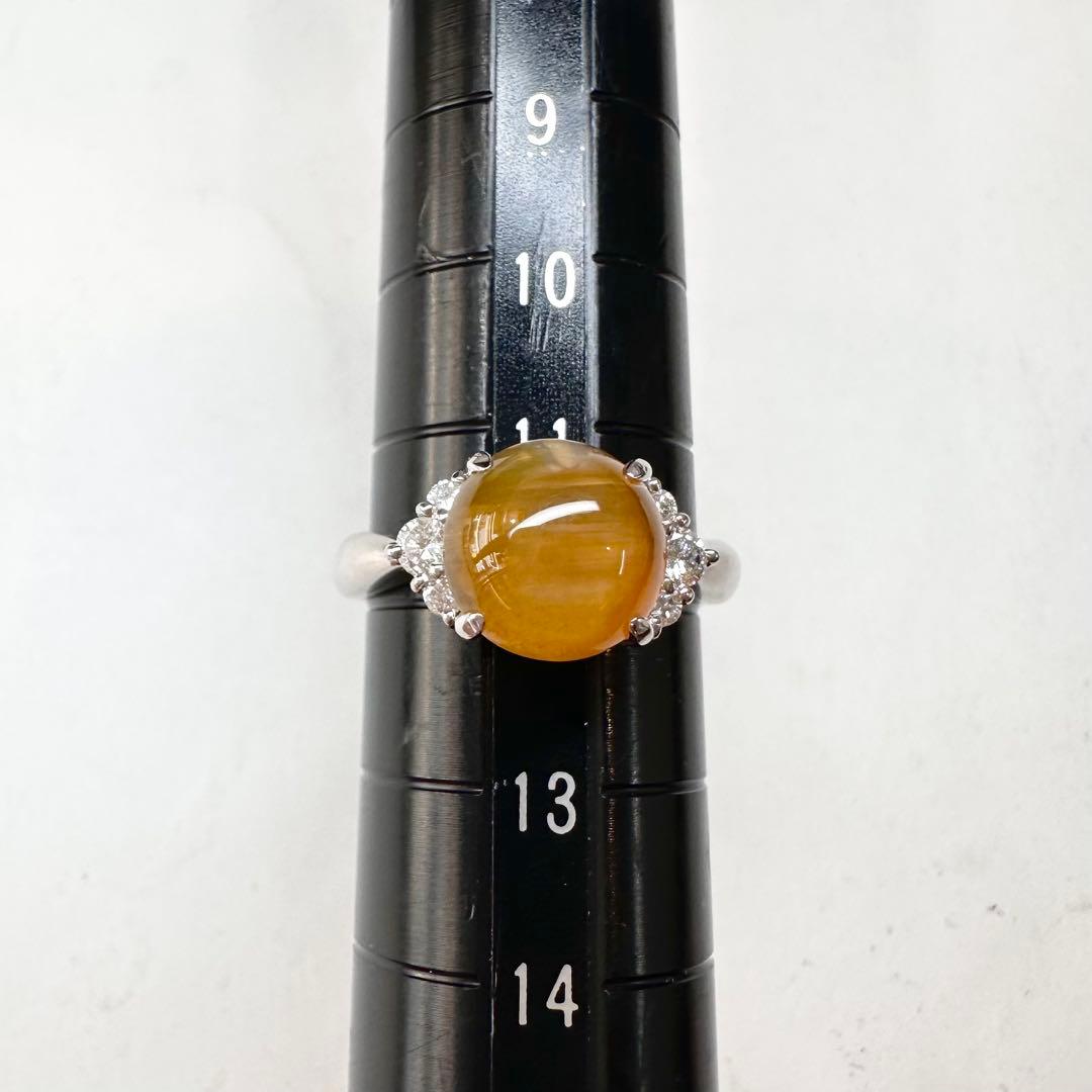 PT900 オパールキャッツアイ2.33ct ダイヤモンドリング プラチナ 指輪