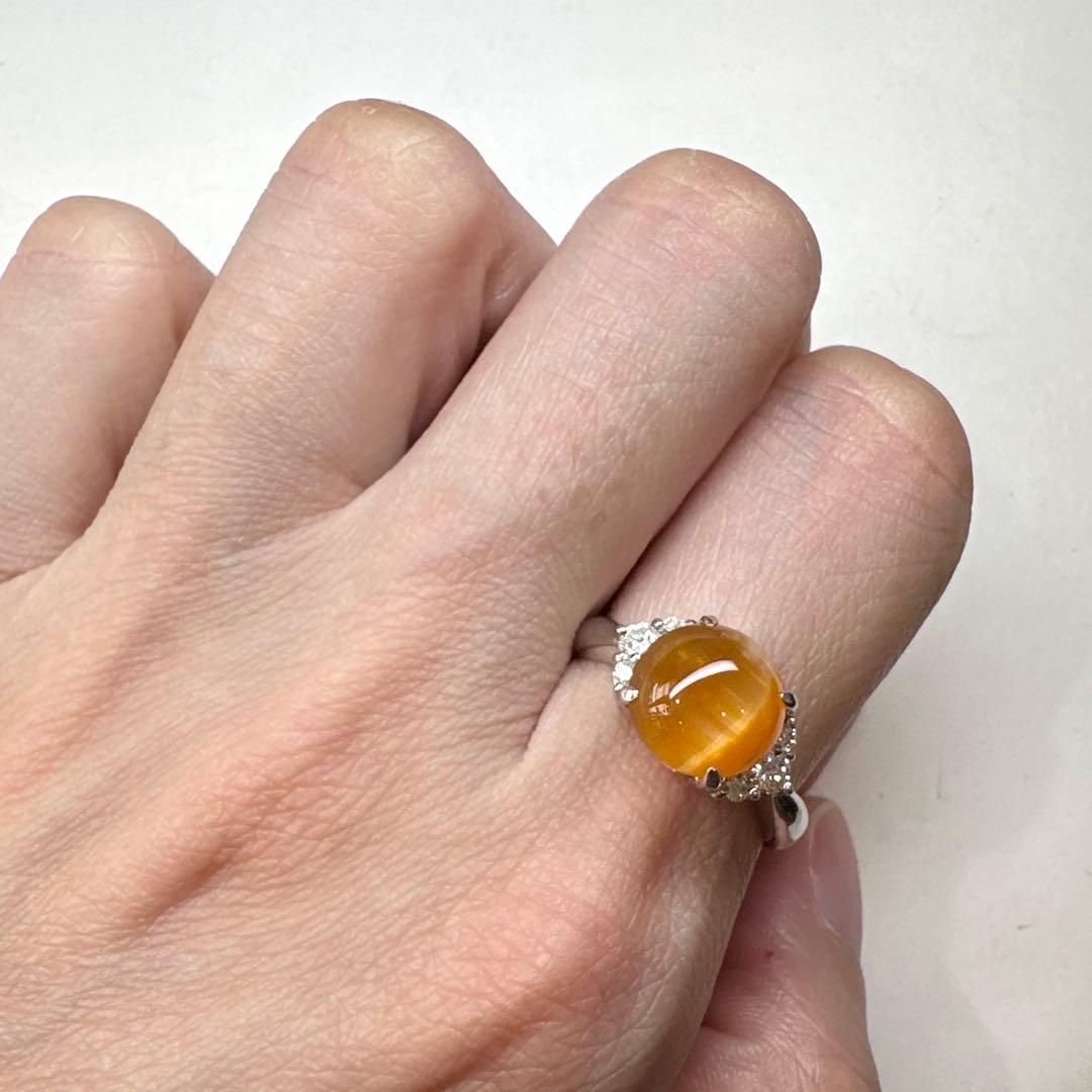 PT900 オパールキャッツアイ2.33ct ダイヤモンドリング プラチナ 指輪