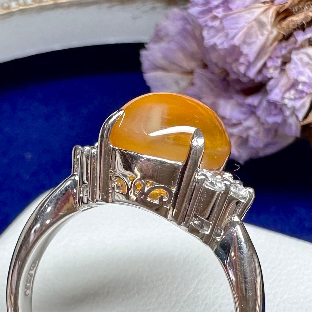 PT900 オパールキャッツアイ2.33ct ダイヤモンドリング プラチナ 指輪