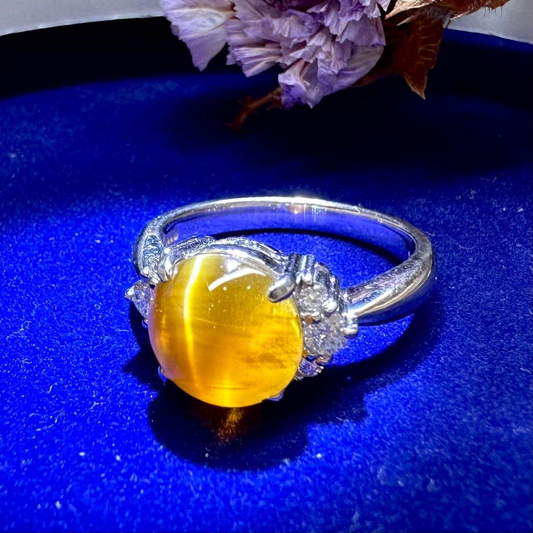 PT900 オパールキャッツアイ2.33ct ダイヤモンドリング プラチナ 指輪