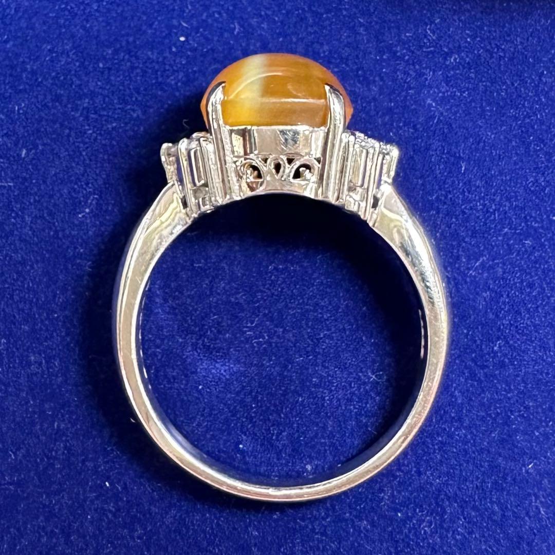 PT900 オパールキャッツアイ2.33ct ダイヤモンドリング プラチナ 指輪