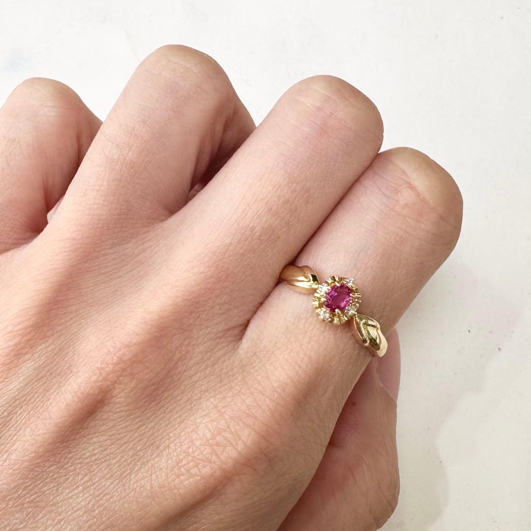 K18 ルビー 0.21ct ダイヤモンド ジュエリーリング