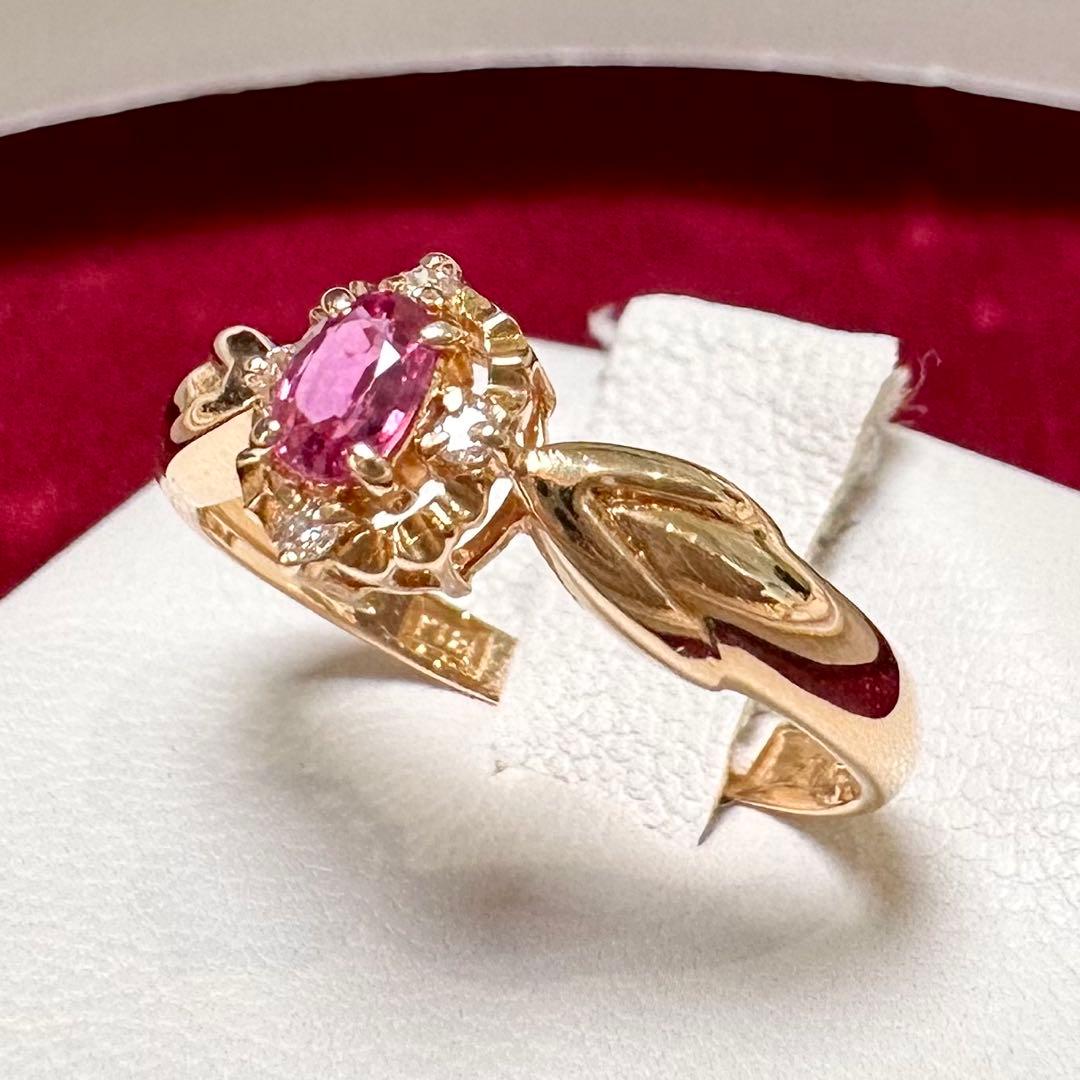 K18 ルビー 0.21ct ダイヤモンド ジュエリーリング