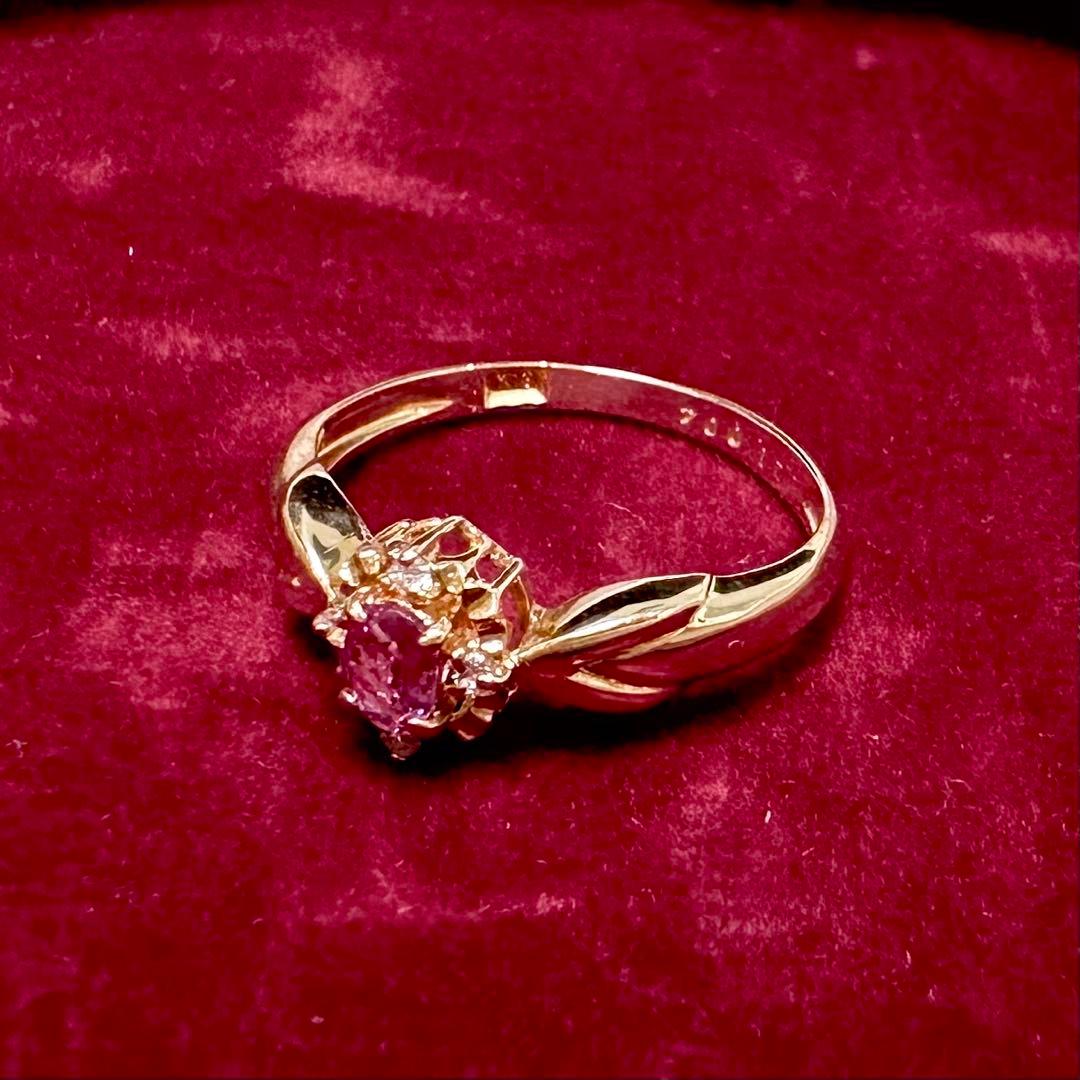 K18 ルビー 0.21ct ダイヤモンド ジュエリーリング