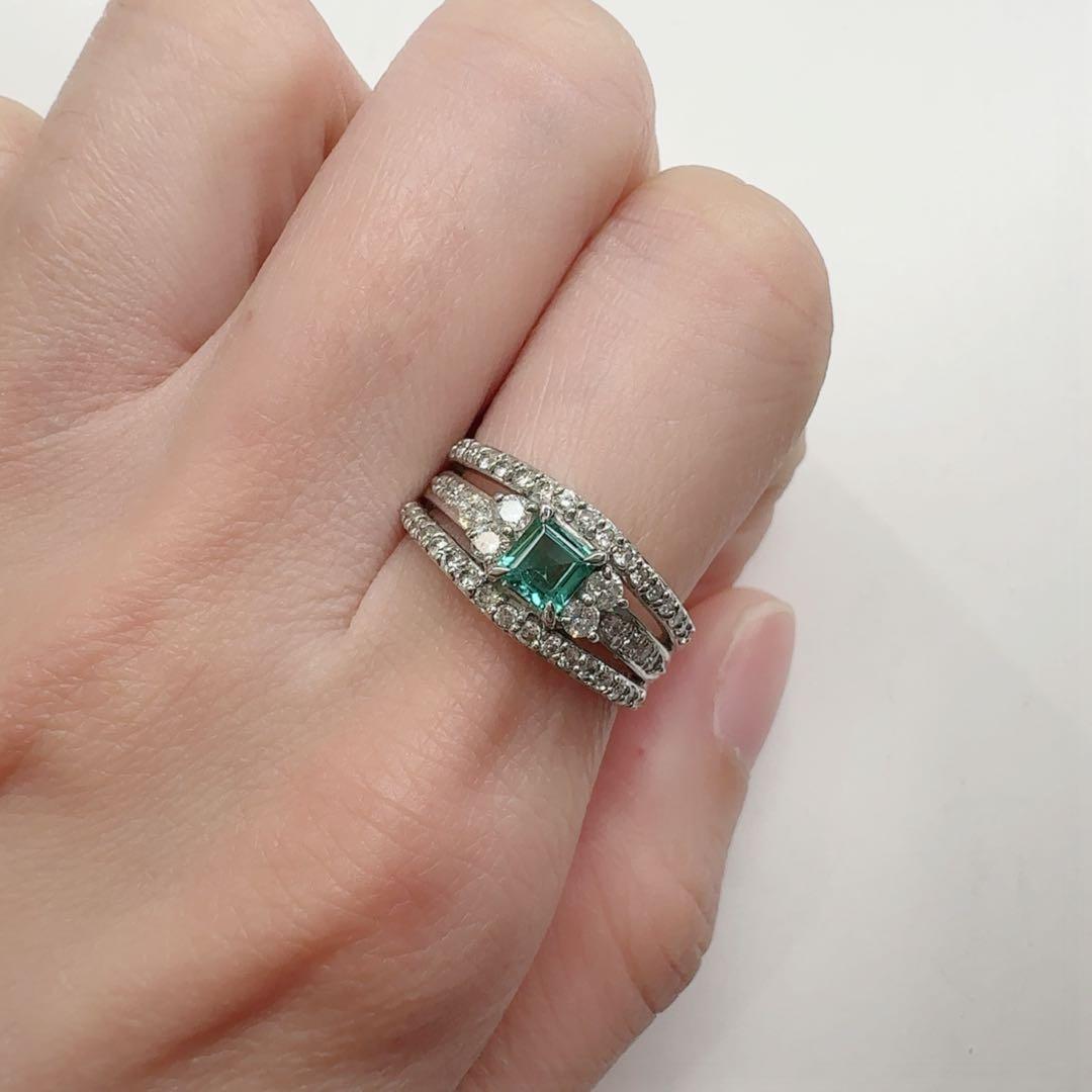 【美品】PT900 パライバトルマリン 0.326ct ダイヤ リング