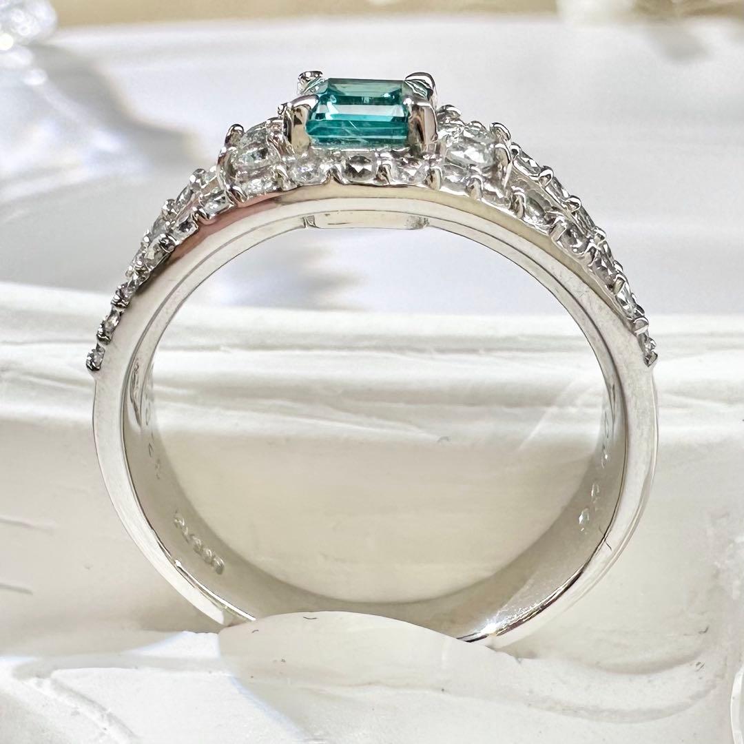 【美品】PT900 パライバトルマリン 0.326ct ダイヤ リング