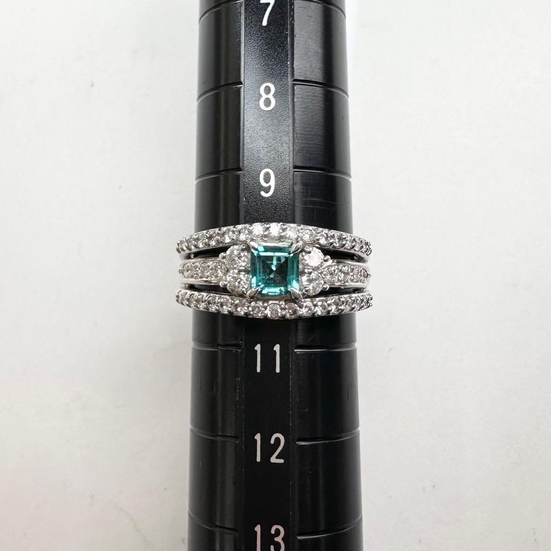 【美品】PT900 パライバトルマリン 0.326ct ダイヤ リング