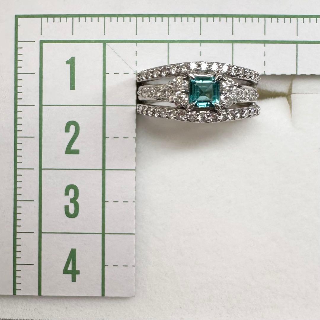 【美品】PT900 パライバトルマリン 0.326ct ダイヤ リング