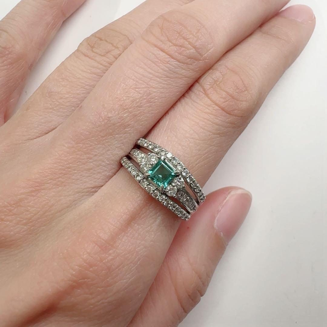 【美品】PT900 パライバトルマリン 0.326ct ダイヤ リング