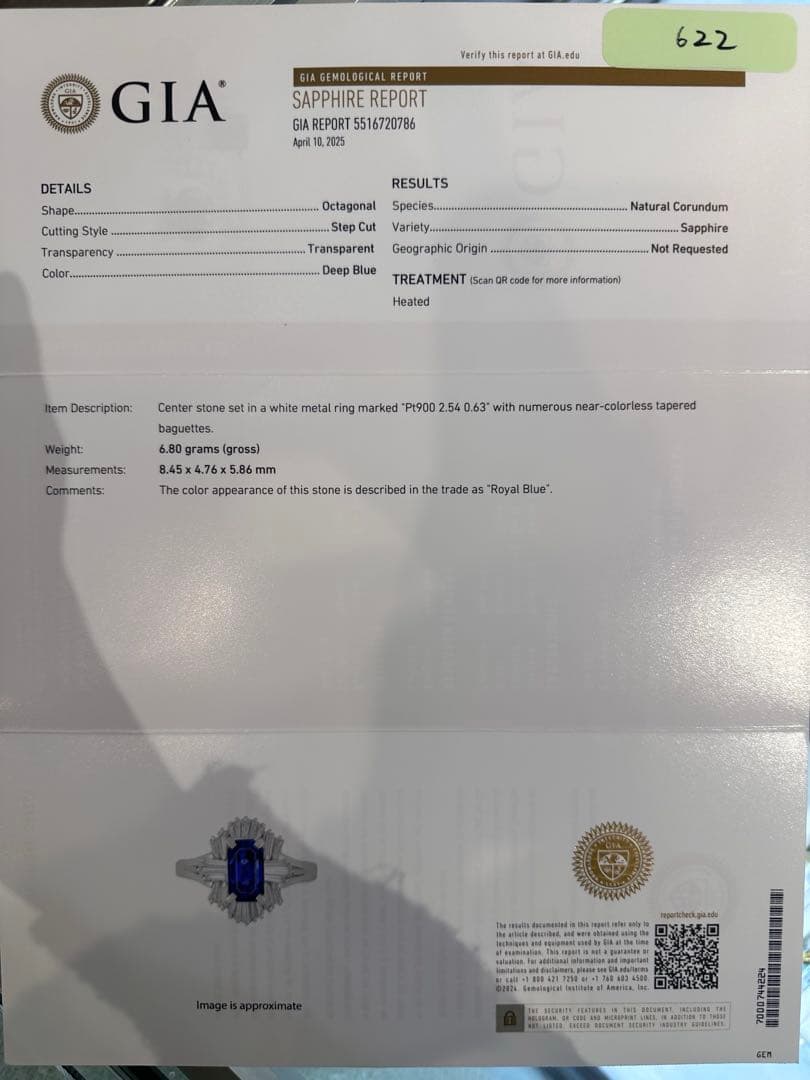 【美品】PT900 ロイヤルブルー サファイア2.54ctリング