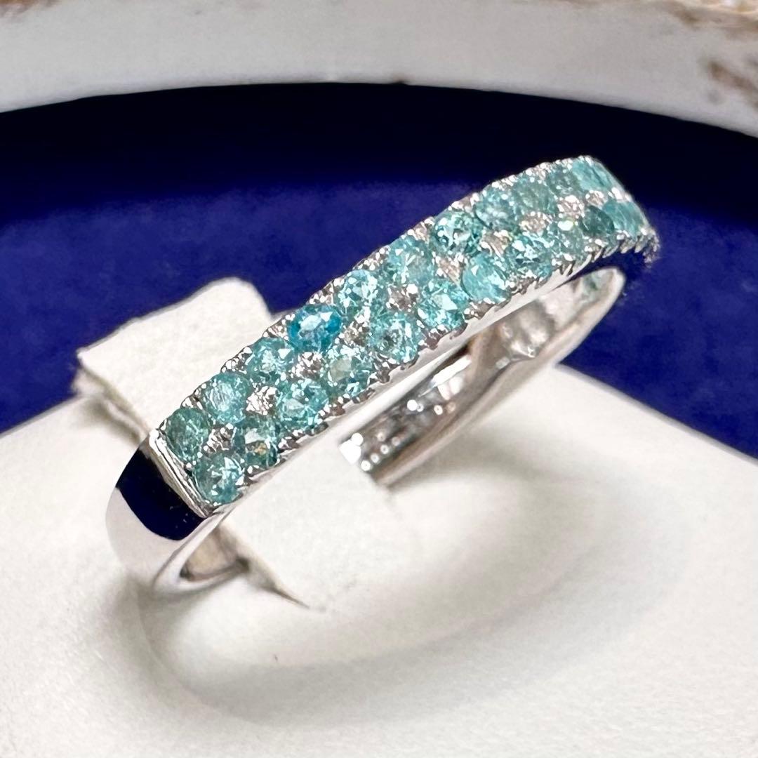 K18WG パライバトルマリン ハーフエタニティ リング 0.53ct