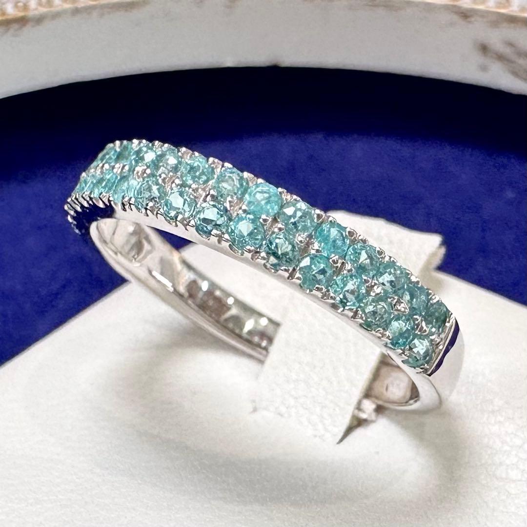 K18WG パライバトルマリン ハーフエタニティ リング 0.53ct