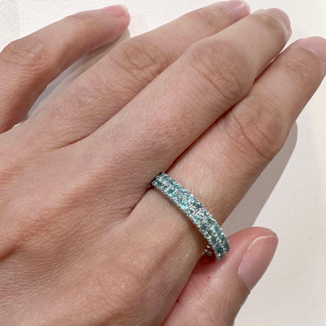 K18WG パライバトルマリン ハーフエタニティ リング 0.53ct