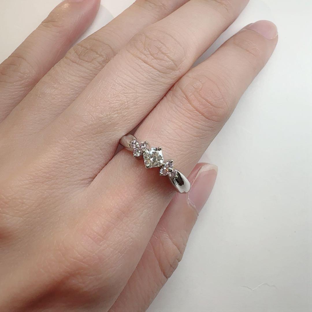 【美品】PT900 ピンクダイヤモンド リング