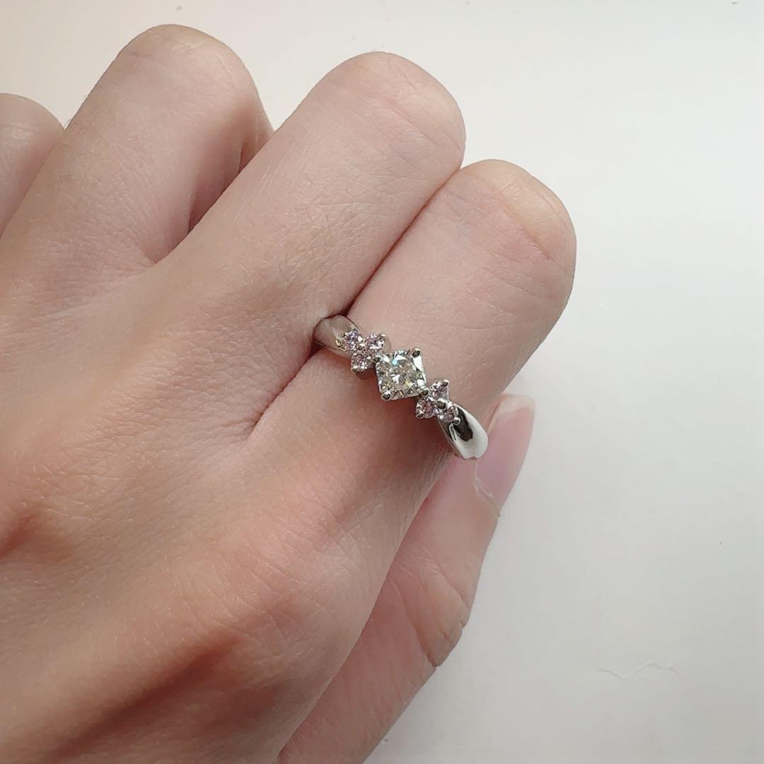 【美品】PT900 ピンクダイヤモンド リング