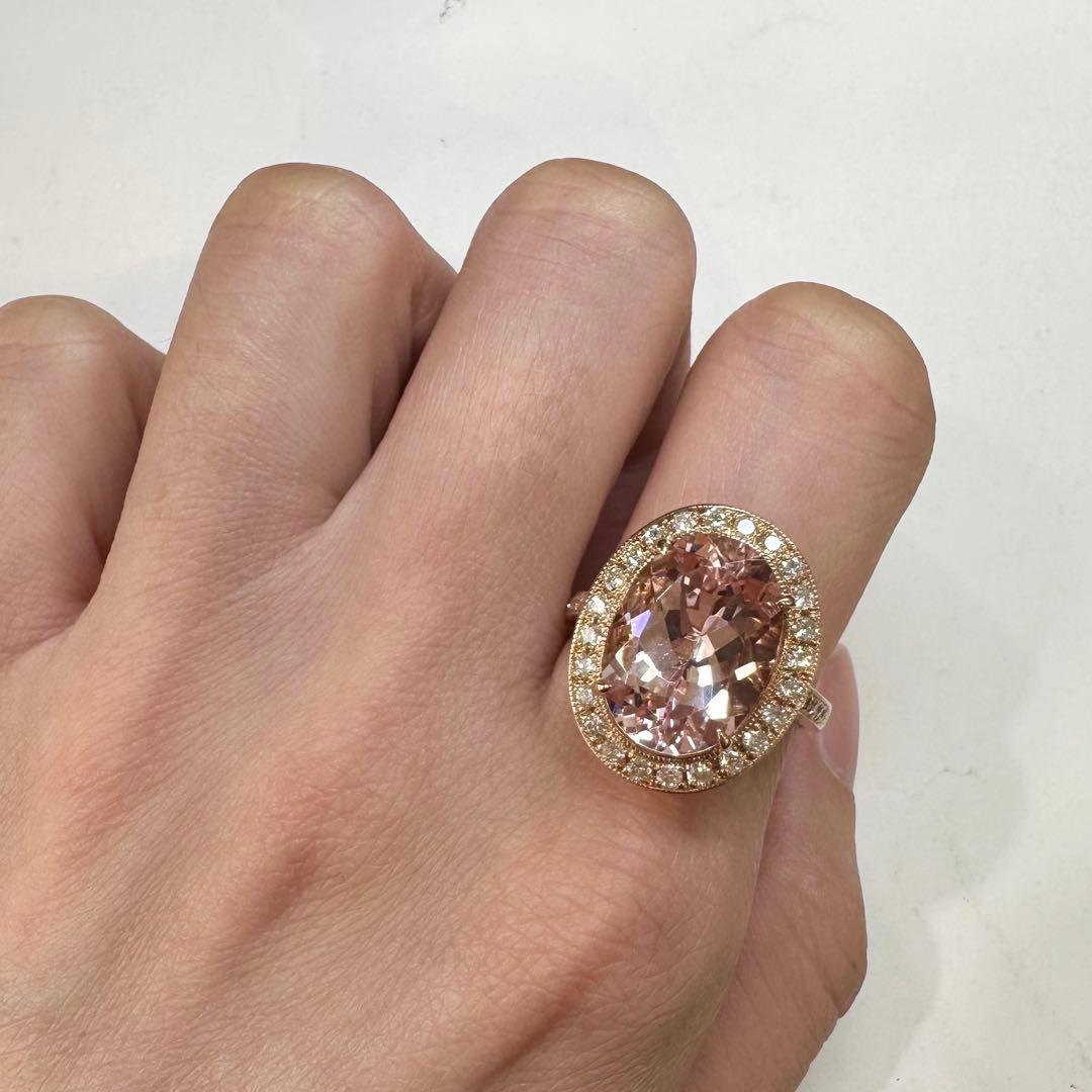 【K18】モルガナイト 5.57ct リング 大粒