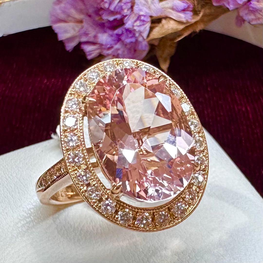 【K18】モルガナイト 5.57ct リング 大粒