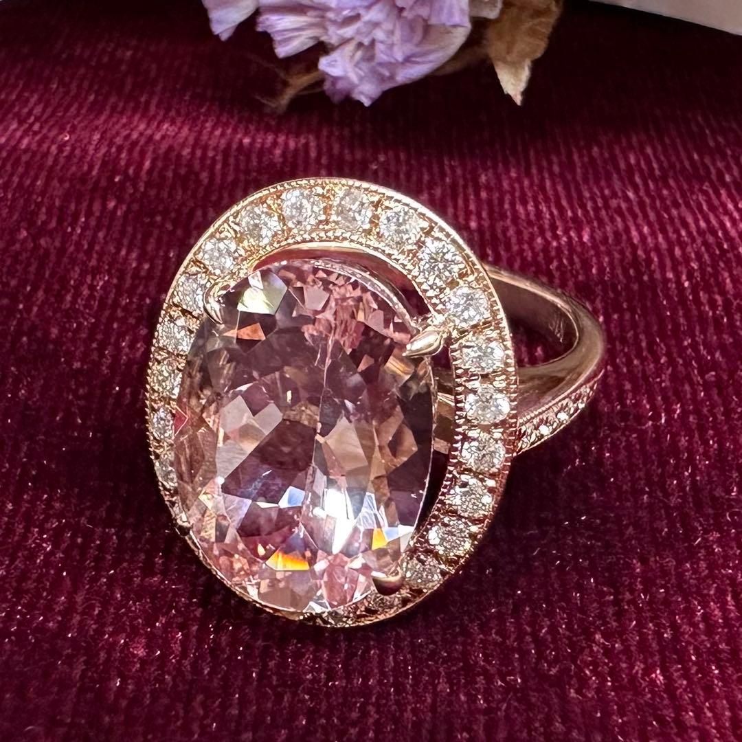 【K18】モルガナイト 5.57ct リング 大粒