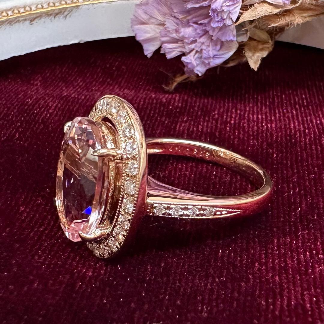 【K18】モルガナイト 5.57ct リング 大粒