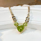 【K18】ペリドット ハートカット ネックレス ダイヤ付