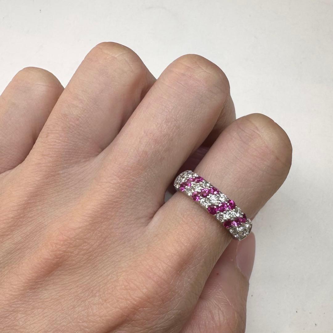 PT900ルビー ダイヤリング 0.56ct パヴェ風 レディース 指輪 日本製